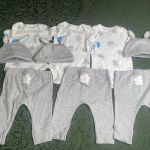 NWT TRIPLETS 3m 9m 6M easter outfit hat 3p carters